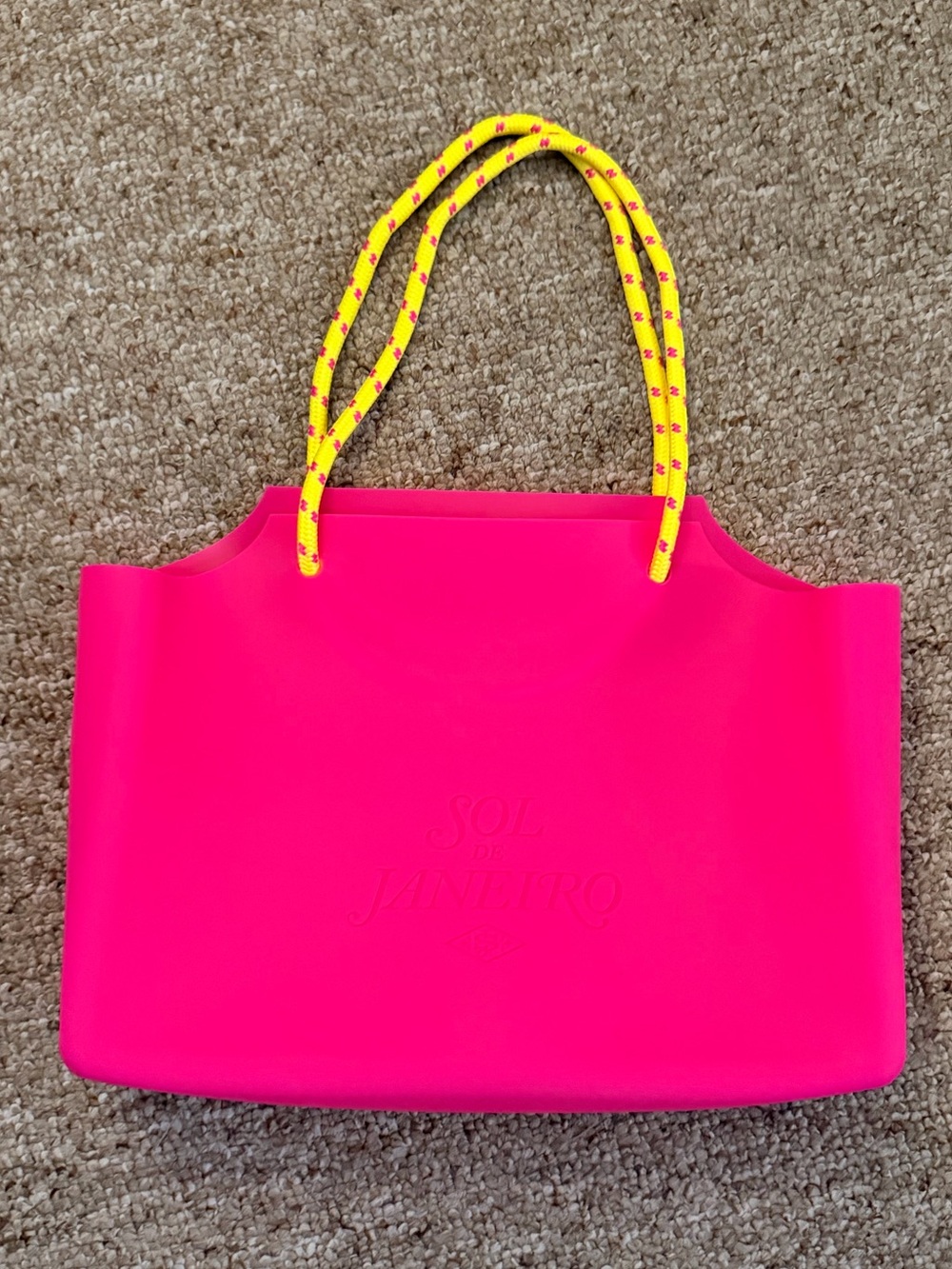 🤍New Sol De Janeiro  Pink Tote Bag with Yellow Rope Handles🤍 - Picture 2 of 5